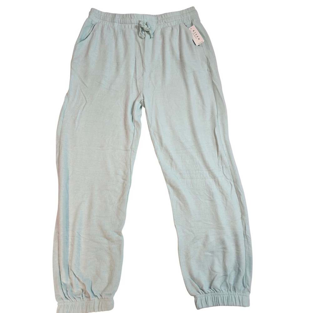 RISEN  Light Blue Sweatpants Joggers Lounge Pants Elastic Waist Pockets Size 1XL